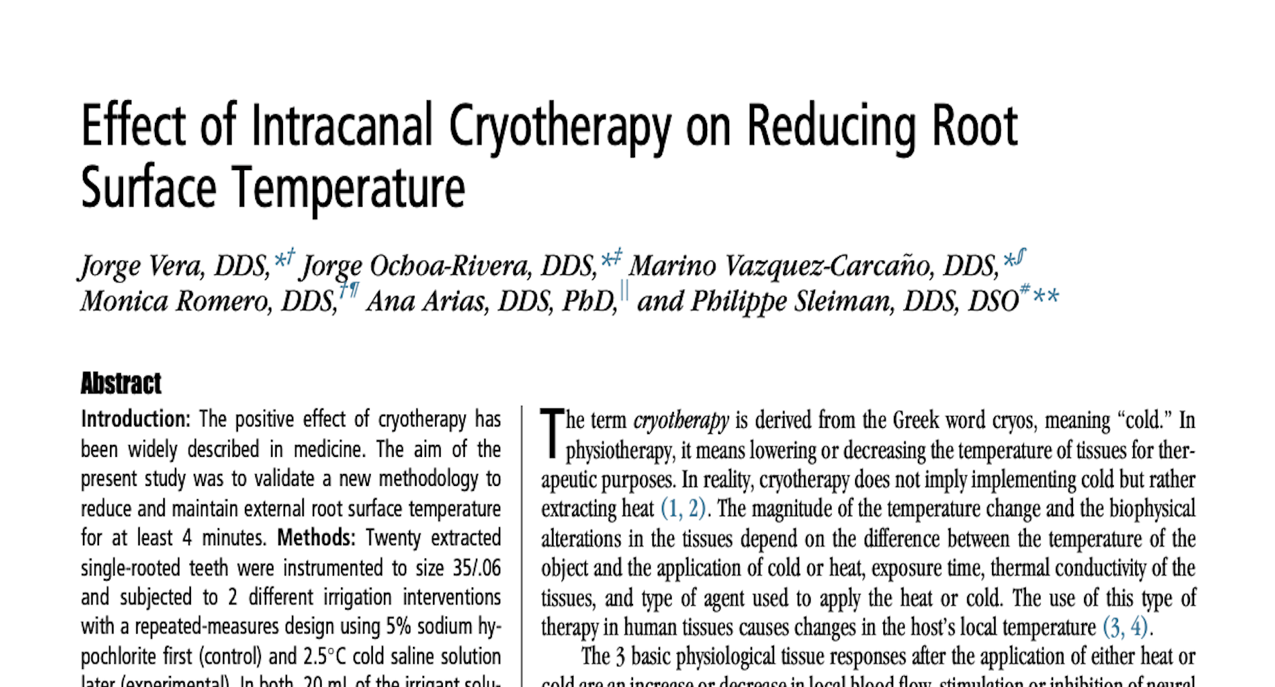 Cryotherapy in Endodontics