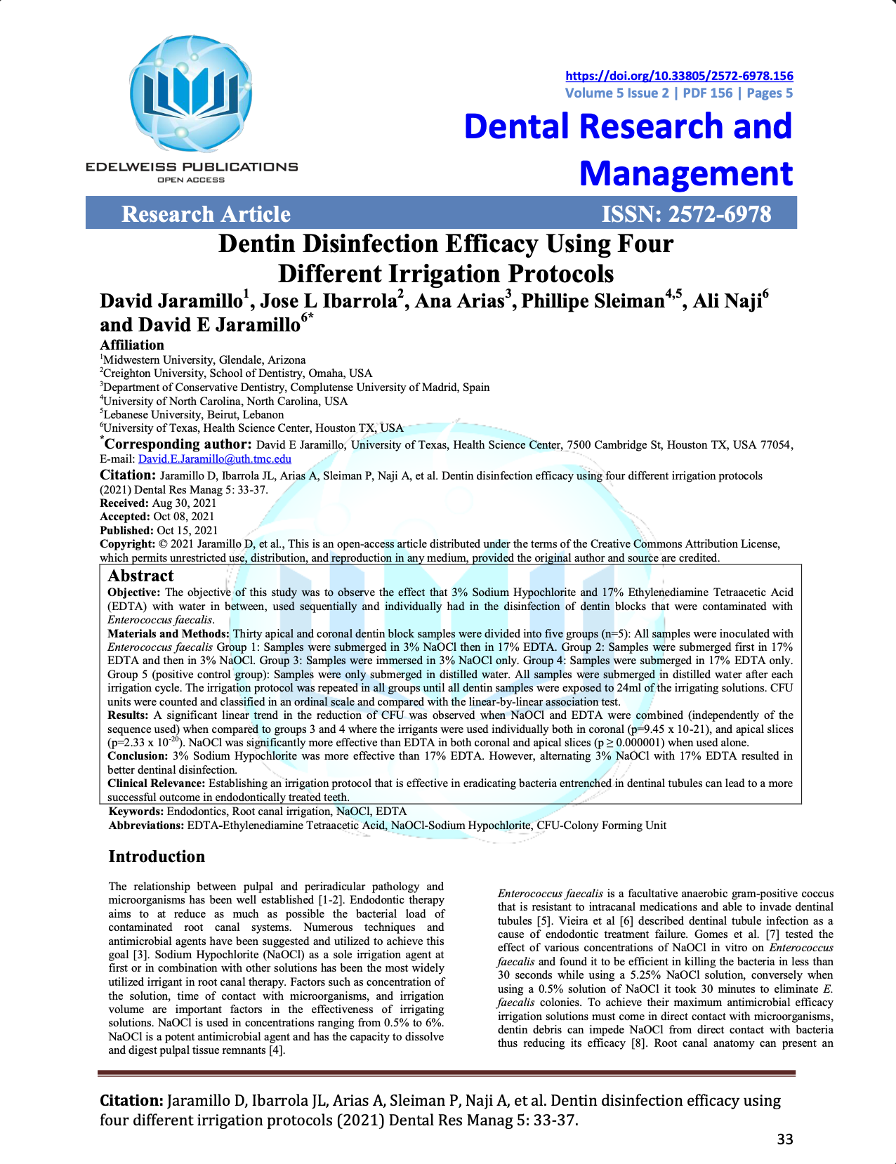 Dentin Disinfection Efficacy Using Four Different Irrigation Protocols