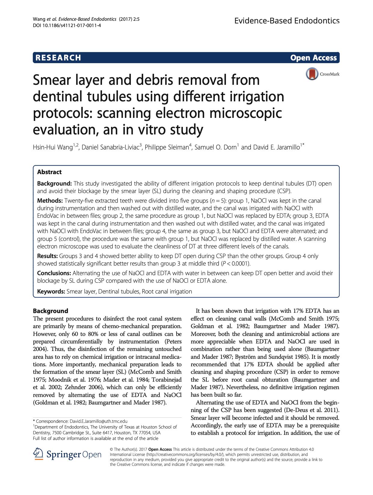 Smear layer and debris removal from dentinal tubules using different irrigation protocols: scanning electron microscopic evaluation, an in vitro study