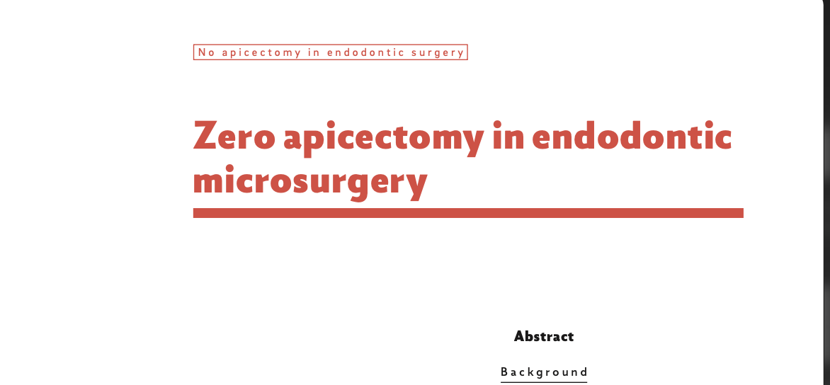 Zero Apicectomy